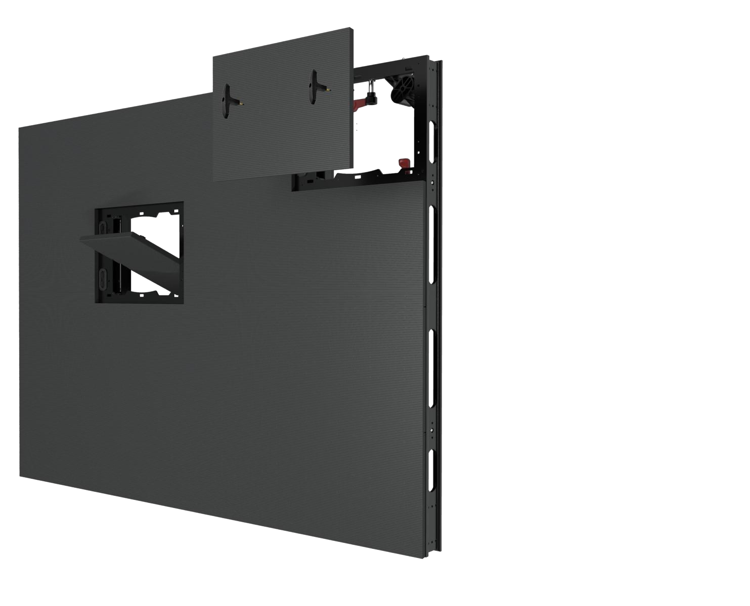 Cabinet with a module removed from the front
