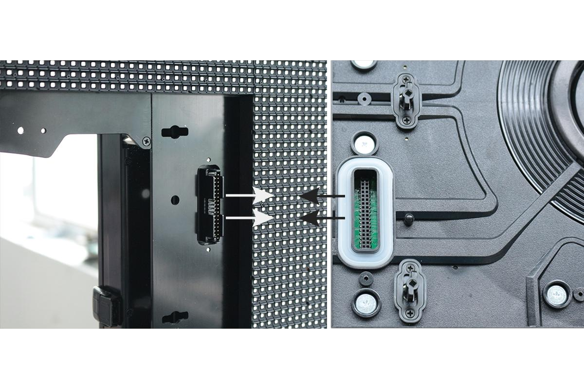 Close-up of the hard connector between module and cabinet